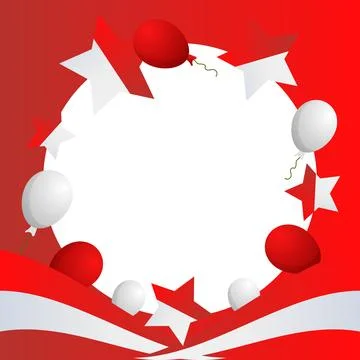 Indonesia holiday vector frame, red and white colors Stock Illustration