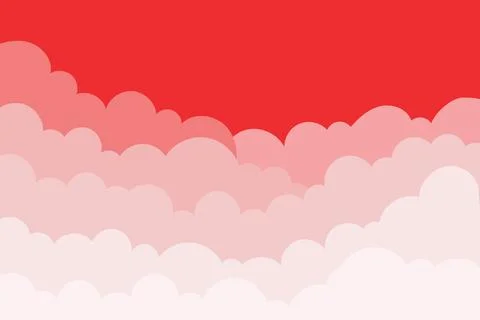 Indonesia Independence Day Background with Flat Paper Clouds in Red and Whi.. Illustration
