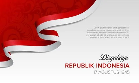Indonesia Independence Day background with red and white ribbon. Stock Illustration