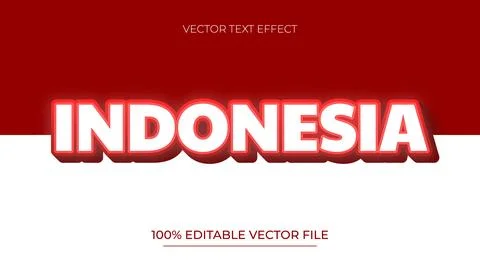 Indonesia Independence style 3d editable text effect Stock Illustration