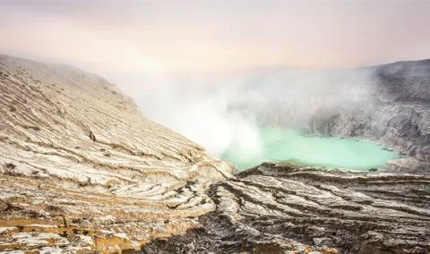 Indonesia, Java, Crater of volcano Ijen Stock Photos