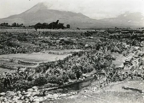 Indonesia, Java. Cultural landscape in the source area of a left Bengawa. 스톡 사진