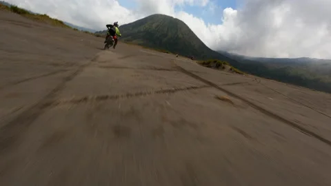 Indonesia, Java, December 28 2022 motocross video with fpv drone. Stock Footage 238362503
