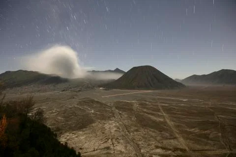 Indonesia, Java, Volcanos Bromo, Batok and Semeru at night Photos