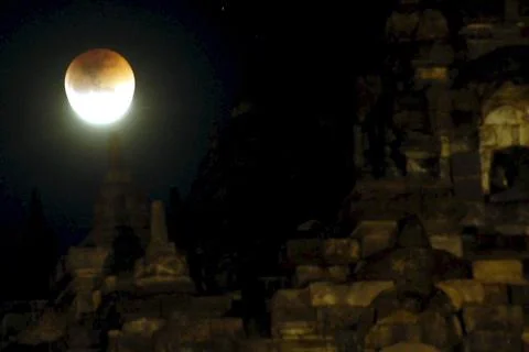 Indonesia Lunar Eclipse - Aug 2007 Foto stock