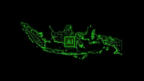 Indonesia Map AI Chipset Technology Opener Video stock 337055858