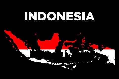 Indonesia map and flag in white background Stock Illustration