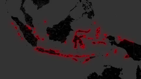 Indonesia Map Animation Dark Map Vídeo Stock 309455879