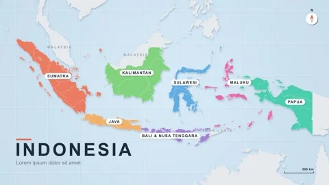 Indonesia Map Animation Globe Zoom to Bali Java and 38 Provinces After Effects素材
