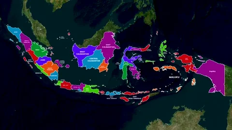 Indonesia Map Animation Highlighting All Provinces Zoom Effect 4K Stock Footage 331994385