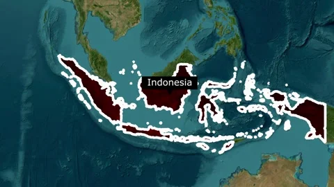 Indonesia Map Animation with Location Pin, Borders and Zoom Motion in 4K Stock Footage 339836229