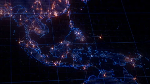 Indonesia map big data visualization. Futuristic digital map infographic of Stock Footage 337879586