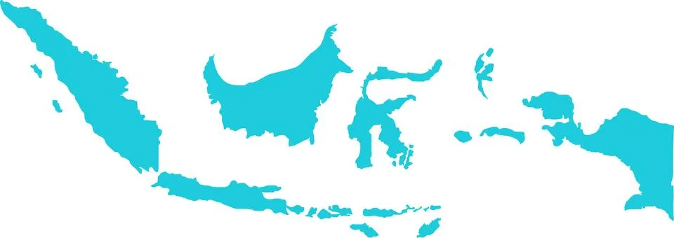 Indonesia MAP in Blue, Country Map, Indonesia, Border Map, Border line of I.. Stock Illustration