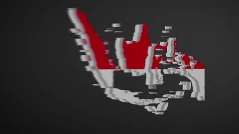 Indonesia Map Border with Flag Intro Video stock 202139097