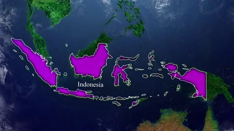 INDONESIA Map With Borders Stock Footage 318675291