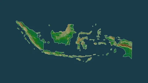 Indonesia map - cartoon. Regions. Physic... | Stock Video | Pond5