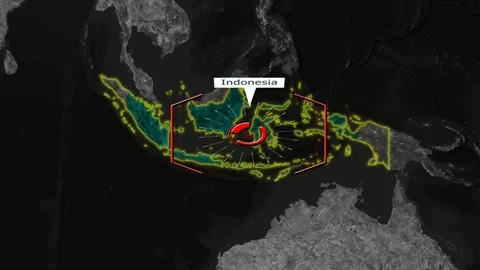 Indonesia Map - Cyber Attack Video stock 268667040