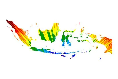 Indonesia - map is designed rainbow abstract colorful pattern, Republic of In Stock Illustration
