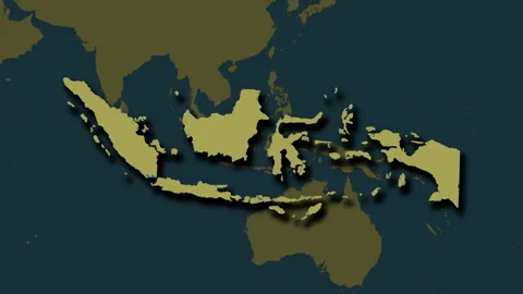 Indonesia map - extract. Shadow. Pattern. Labels Stock Footage 320960247