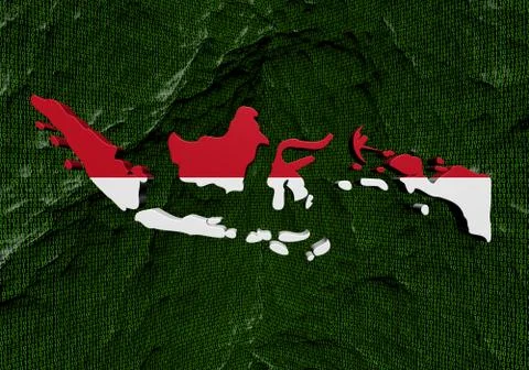 Indonesia map flag with abstract binary background illustration Stock Illustration