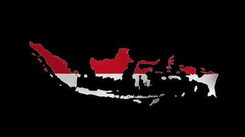 Indonesia map flag with alpha channel Video stock 8984135