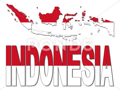 Indonesia map flag and text illustration Stock Illustration