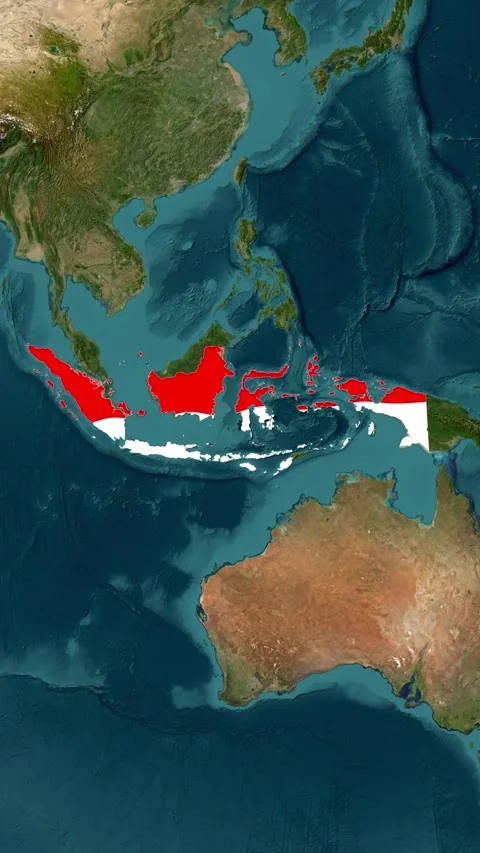 Indonesia Map With Flag Animation in Vertical Loop Vídeo Stock 310548744