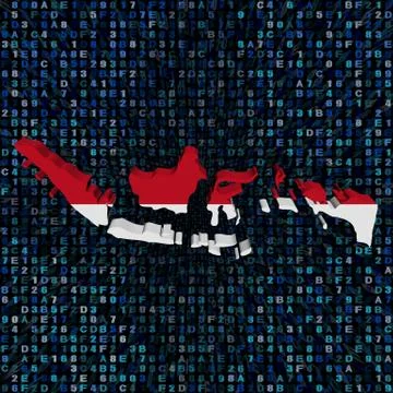 Indonesia map flag on hex code illustration Stock Illustration