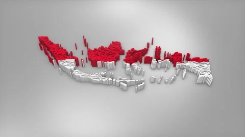 Indonesia Map with Flag Intro Background Stock Footage 315162985