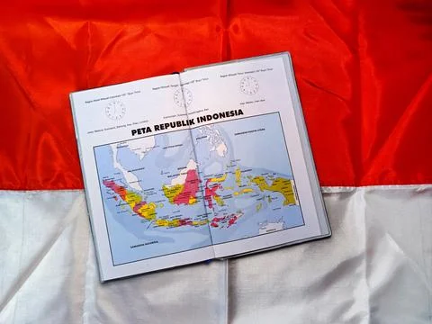 Indonesia Map on a Flag Stock Photos