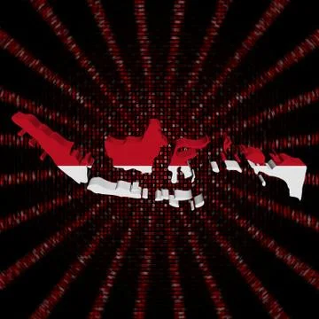 Indonesia map flag on red hex code burst illustration Stockillustratie
