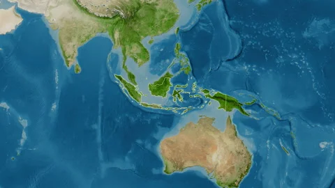 Indonesia map - glide. Border. Satellite... | Stock Video | Pond5