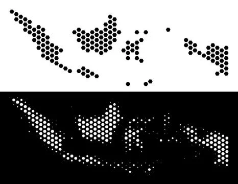 Indonesia Map Hexagonal Scheme Ilustração Stock