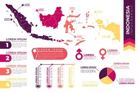Indonesia map infographics Stock Illustration