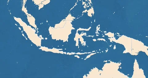 A indonesia map with most important cities and frontier lines Stockbeeldmateriaal 337429032