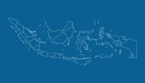Indonesia Map Outline with Blue Background EPS Vector Illustrazione stock