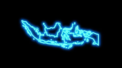 Indonesia Map Outline Neon Lights Video stock 332849633