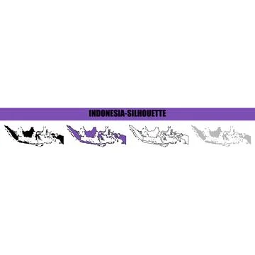 Indonesia map outline vector silhouette collection during daytime isolated .. Stock Illustration