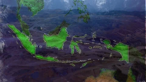 Indonesia Map Over Open Pit Mine Concept Stock Footage 336492020