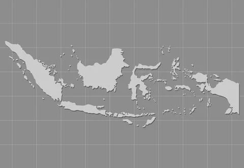 Indonesia Map Silhouette with Gray Background EPS Vector Illustrazione stock