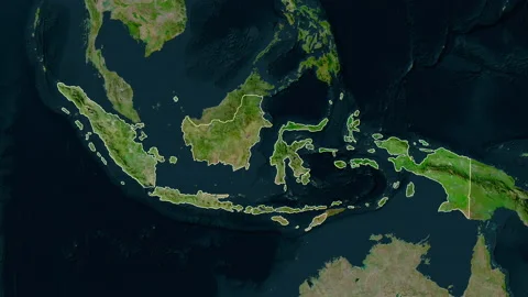 Indonesia map - solid. Regions. Satellit... | Stock Video | Pond5