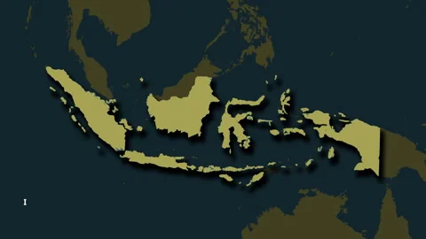 Indonesia map - solid. Shadow. Pattern. Labels Stock Footage 320963952