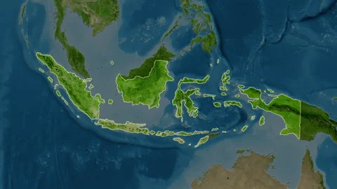 Indonesia map - zoom. Regions. Satellite... | Stock Video | Pond5