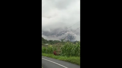 Indonesia: Massive ash plume rises as Mount Semeru erupts in East Java, I... Vídeos de archivo 321554496