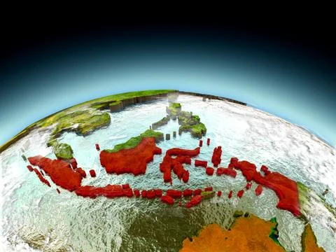 Indonesia on model of Earth Stock Illustration