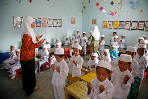 Indonesia muslim children kids at in banda aceh Stock Photos