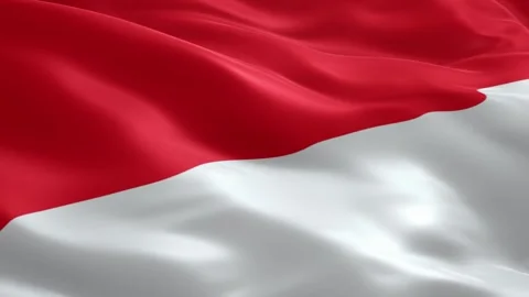 Indonesia National Flag Seamless Loop Waving Red And White Horizontal Strip.. Stock Footage 334627874