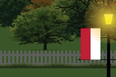 Indonesia Night Trees Lamp Vector Illustration Stock Illustration