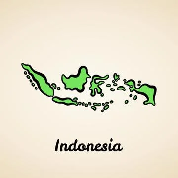 Indonesia - Outline Map Stock Illustration