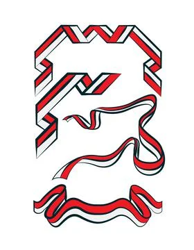 Indonesia ribbon flag set in various creative design. Vector illustration on  Stock Illustration